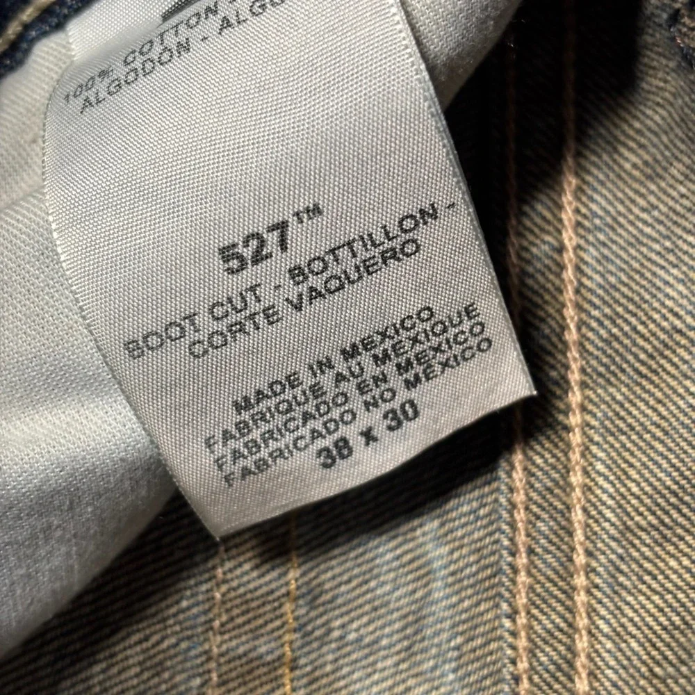 Levi's 527 Bootcut Jeans Marbled Mens 38x30 Blue Indigo Slim Fit Denim Pants